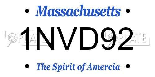 1NVD92 Massachusetts License Plate