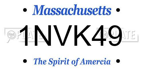1NVK49 Massachusetts License Plate