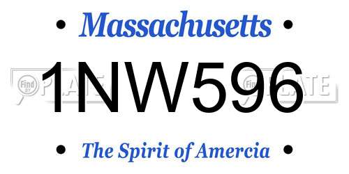 1NW596 Massachusetts License Plate