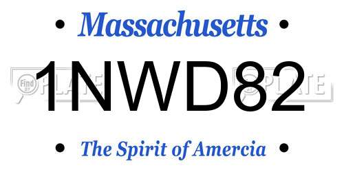 1NWD82 Massachusetts License Plate