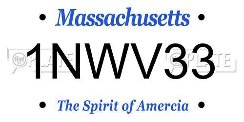 1NWV33 Massachusetts License Plate