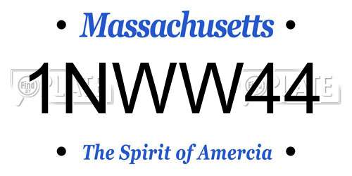 1NWW44 Massachusetts License Plate