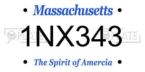 1NX343 Massachusetts License Plate