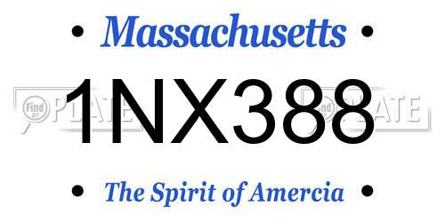 1NX388 Massachusetts License Plate