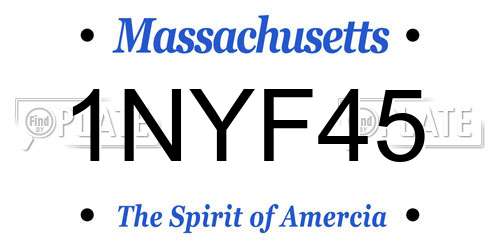 1NYF45 Massachusetts License Plate
