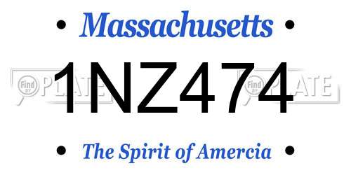 1NZ474 Massachusetts License Plate