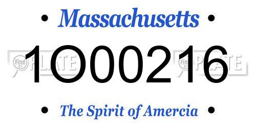 1O00216 Massachusetts License Plate