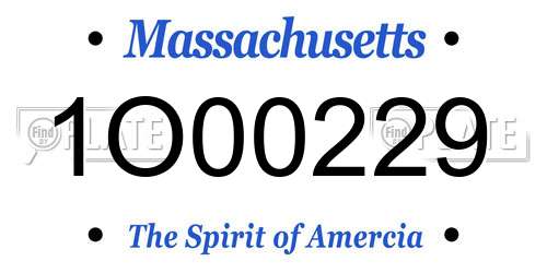 1O00229 Massachusetts License Plate