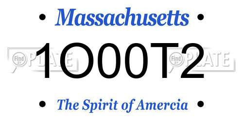 1O00T2 Massachusetts License Plate
