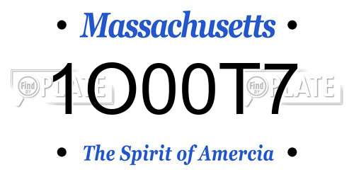 1O00T7 Massachusetts License Plate