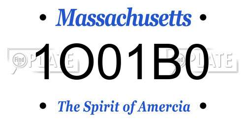 1O01B0 Massachusetts License Plate