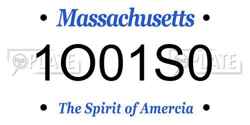 1O01S0 Massachusetts License Plate