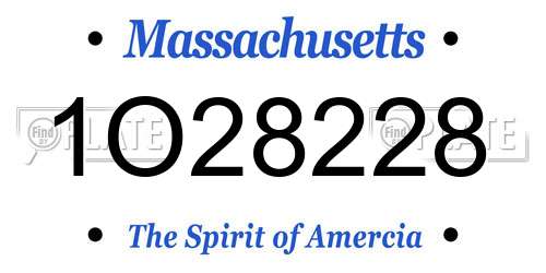 1O28228 Massachusetts License Plate