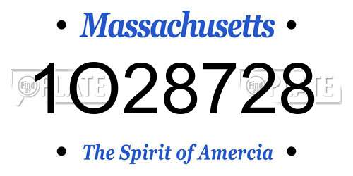 1O28728 Massachusetts License Plate
