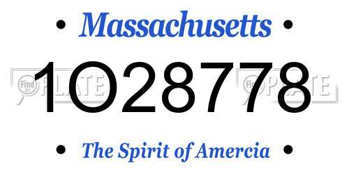 1O28778 Massachusetts License Plate