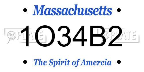 1O34B2 Massachusetts License Plate