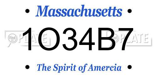 1O34B7 Massachusetts License Plate