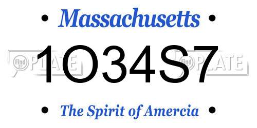 1O34S7 Massachusetts License Plate