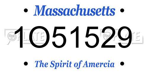 1O51529 Massachusetts License Plate