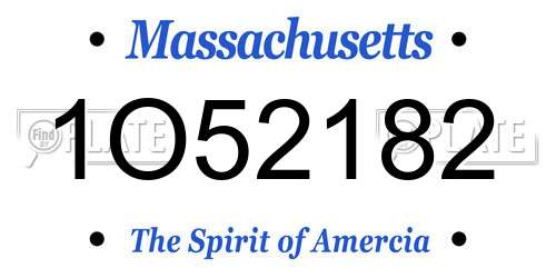 1O52182 Massachusetts License Plate