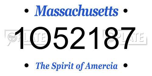 1O52187 Massachusetts License Plate