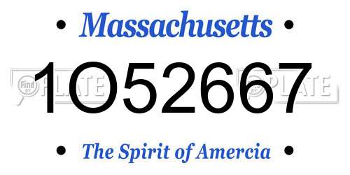 1O52667 Massachusetts License Plate