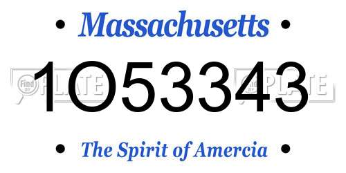 1O53343 Massachusetts License Plate