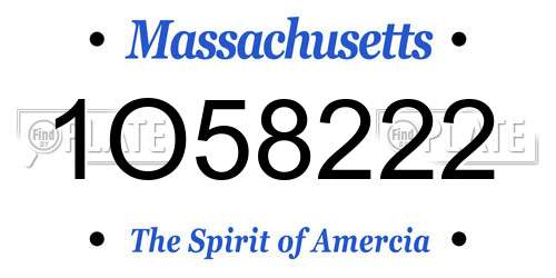 1O58222 Massachusetts License Plate