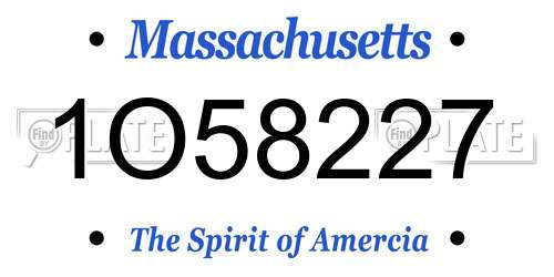 1O58227 Massachusetts License Plate