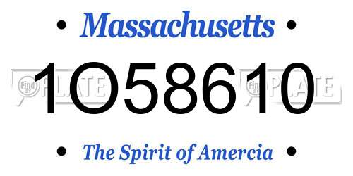 1O58610 Massachusetts License Plate