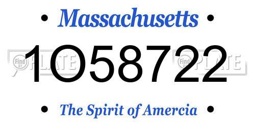 1O58722 Massachusetts License Plate