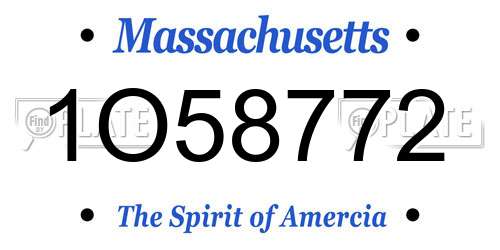 1O58772 Massachusetts License Plate