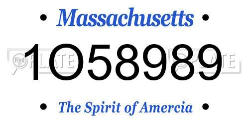 1O58989 Massachusetts License Plate