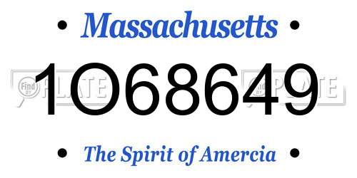 1O68649 Massachusetts License Plate