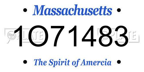 1O71483 Massachusetts License Plate