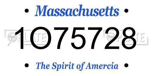 1O75728 Massachusetts License Plate