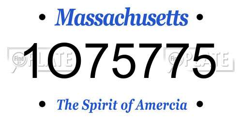 1O75775 Massachusetts License Plate