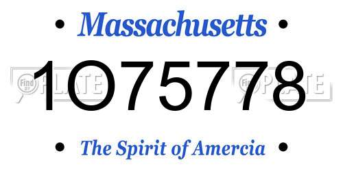 1O75778 Massachusetts License Plate