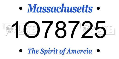 1O78725 Massachusetts License Plate