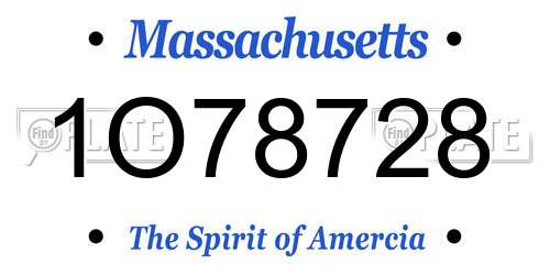 1O78728 Massachusetts License Plate