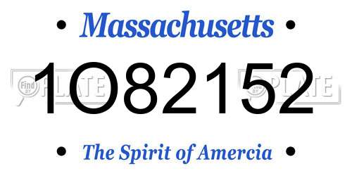 1O82152 Massachusetts License Plate