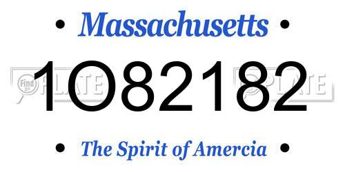 1O82182 Massachusetts License Plate