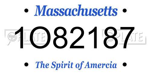 1O82187 Massachusetts License Plate