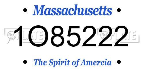 1O85222 Massachusetts License Plate