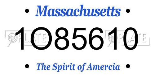 1O85610 Massachusetts License Plate