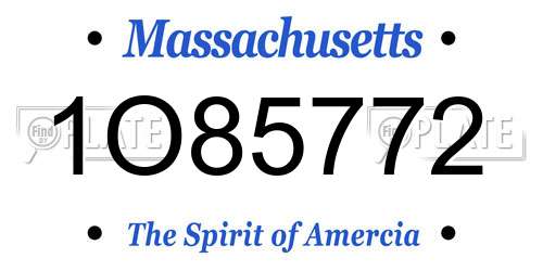 1O85772 Massachusetts License Plate
