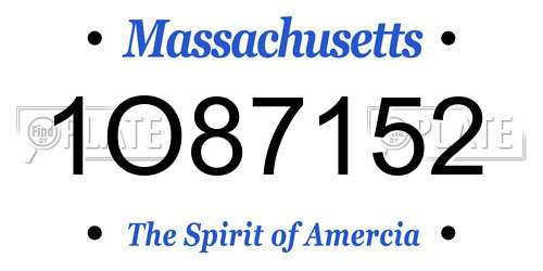 1O87152 Massachusetts License Plate