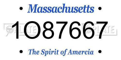 1O87667 Massachusetts License Plate