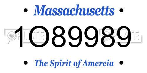 1O89989 Massachusetts License Plate