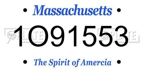 1O91553 Massachusetts License Plate